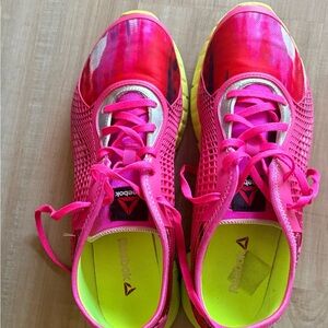Reebok Women's Neon Pink and Yellow Athletic Shoes Sz11